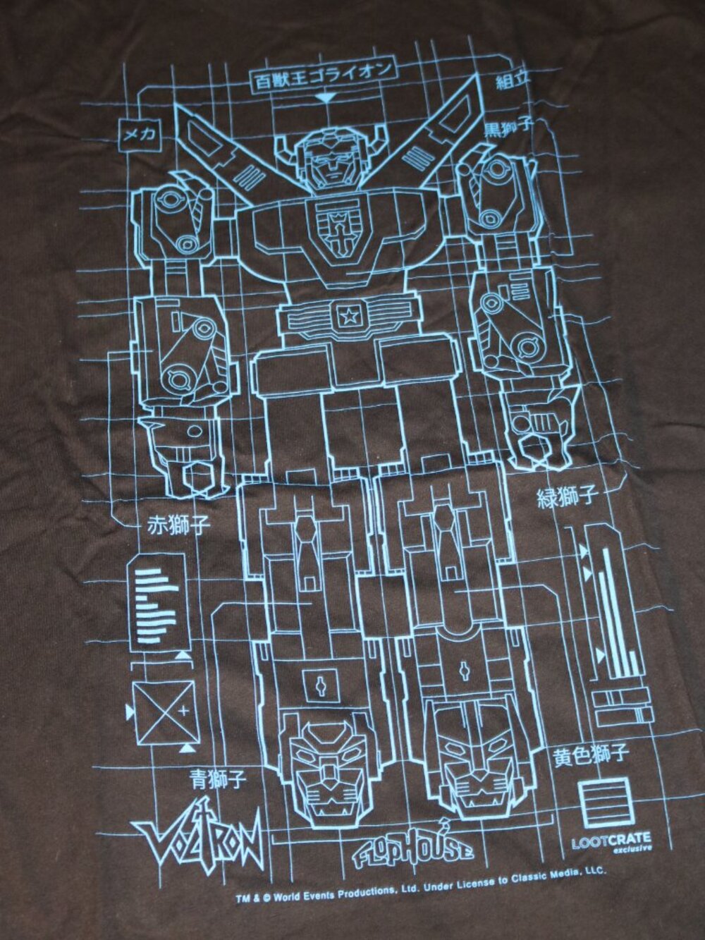 Voltron T-shirt Mens XL Black Cotton Heritage 2016 Robot Blueprint Design - Picture 2 of 7